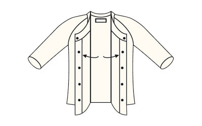 ワンタッチ肌着 紳士用 前開き7分袖 / No.1 L オフホワイト (2)