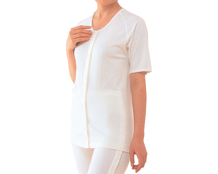 ワンタッチ肌着 婦人用 前開き5分袖 / No.51 S オフホワイト (1)