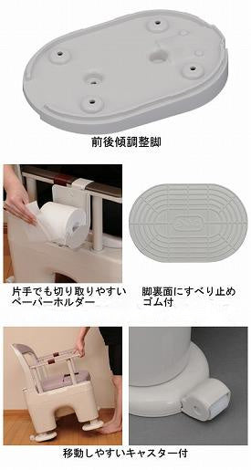 ポータブルトイレ ラフィーネ 脱臭長穴プラスチック便座タイプ 傾斜脚付き / PN-L30216V ミスティパープル (3)