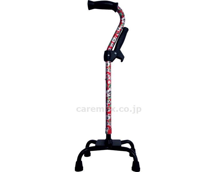 四点杖補助グリップ付 / WB3801 花柄赤 (1)