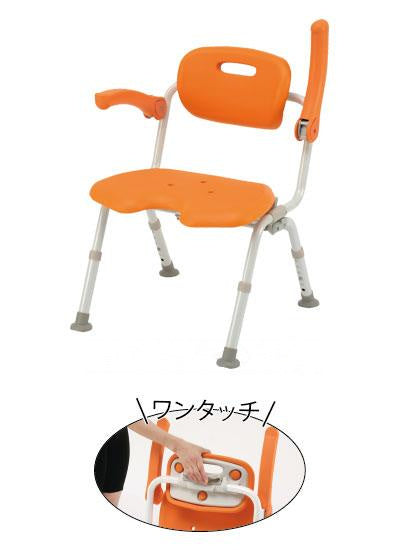 シャワーチェア［ユクリア］ワイドSPワンタッチU型おりたたみN / PN-L41521D オレンジ (3)