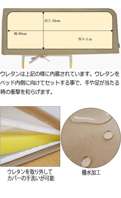 あんしんベッド柵カバー ウレタンクッション付 / MT-2005A ベージュ (3)