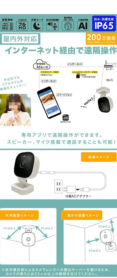屋内外対応 防犯・見守りネットワークカメラ / SE-IPC01-WH ホワイト (2)