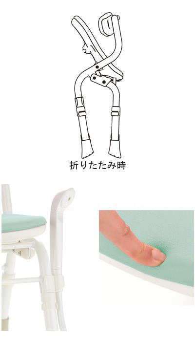 やわらかシャワーチェア クレオ折りたたみ（防カビプラス） 腰当付390 / 140063 ライトグリーン (2)
