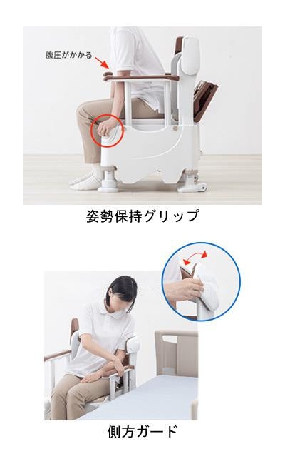 安寿 ポータブルトイレ FX-30 らくゾウくん 座面付 ソフト便座 / 532-981 アースブラウン (2)