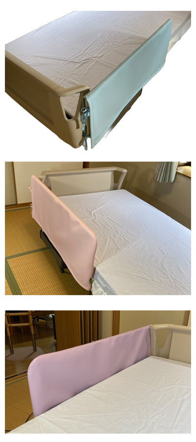 あんしんベッド柵カバー レザー調素材 ウレタンクッション入りメッシュカバー付 / MT-2011 あお空 (3)