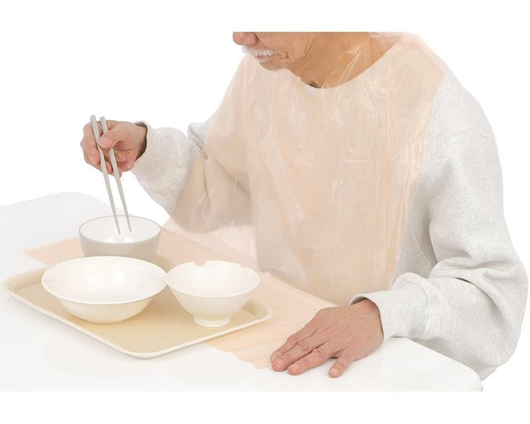 ケアハート ポケット付きお食事用エプロン 使いきりタイプ / オレンジ 60枚入 (1)